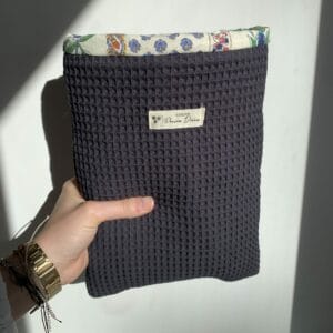 Pochette à livres gris et bleu