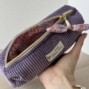 Trousse à stylos velours violet #1