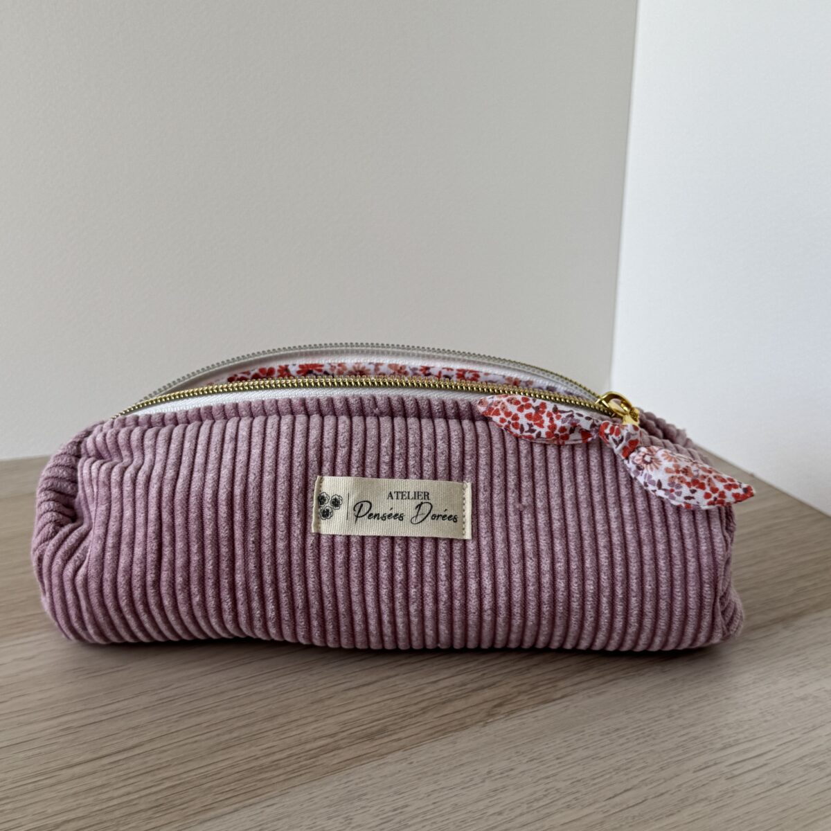 Trousse à stylos velours rose #1 – Image 2