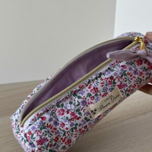 Trousse à stylos fleuri rose