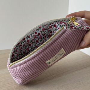 Trousse à stylos velours rose #3