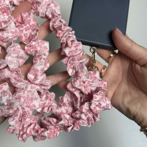 Cordon téléphone fleuri rose